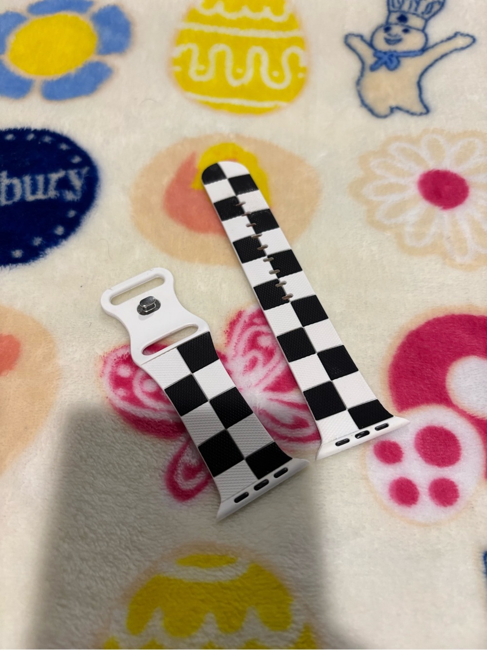 Checkerboard Silicone Watch Band - Black & White